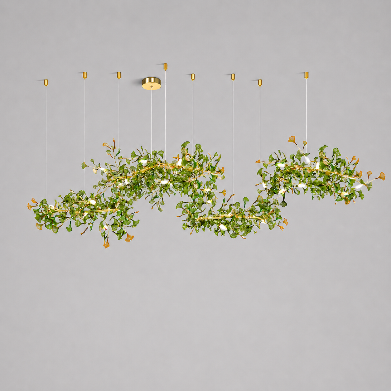 Green/Brown Ginkgo Chandelier Style D