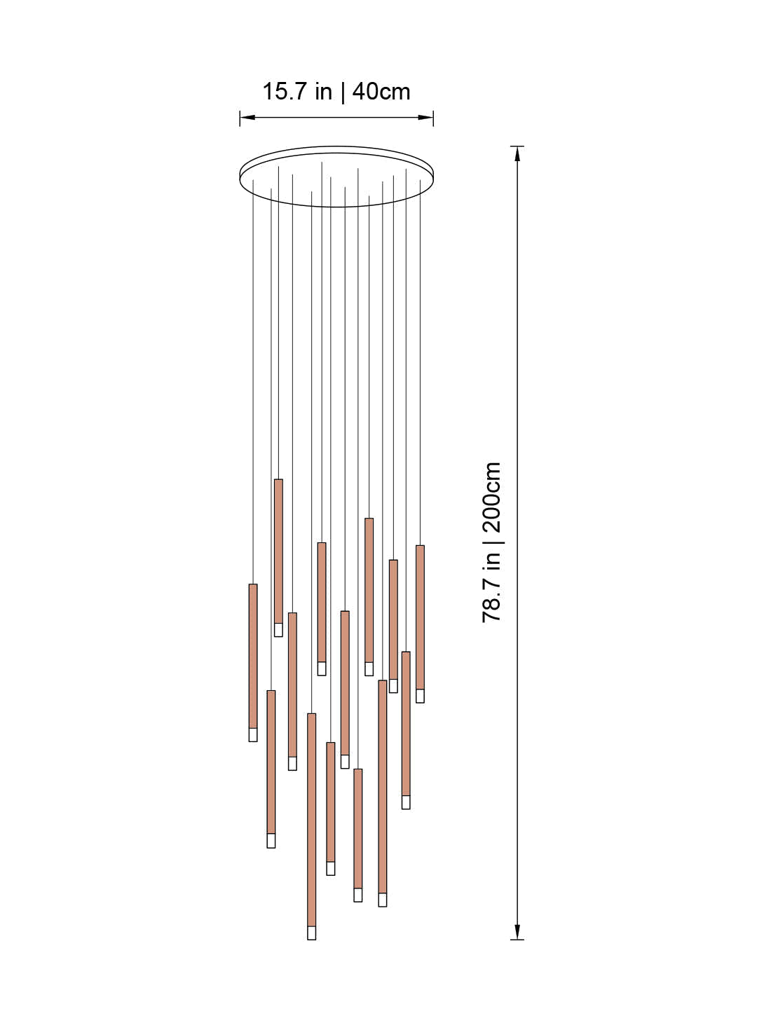 Clustered Tubes LED Chandelier