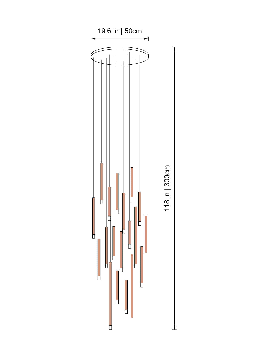 Clustered Tubes LED Chandelier