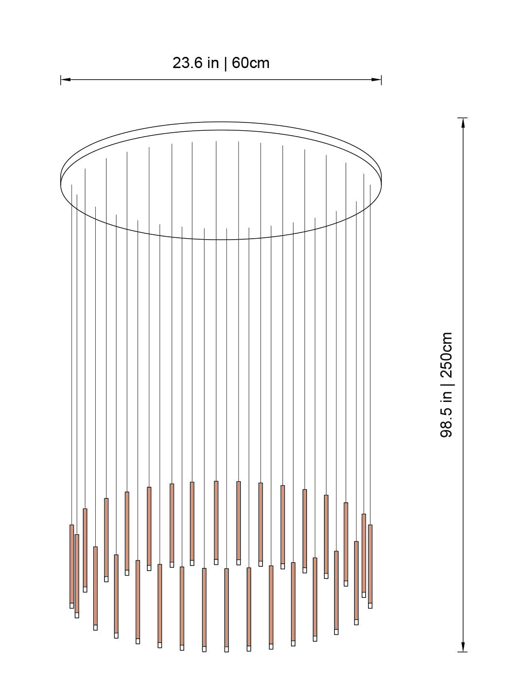 Clustered Tubes LED Chandelier