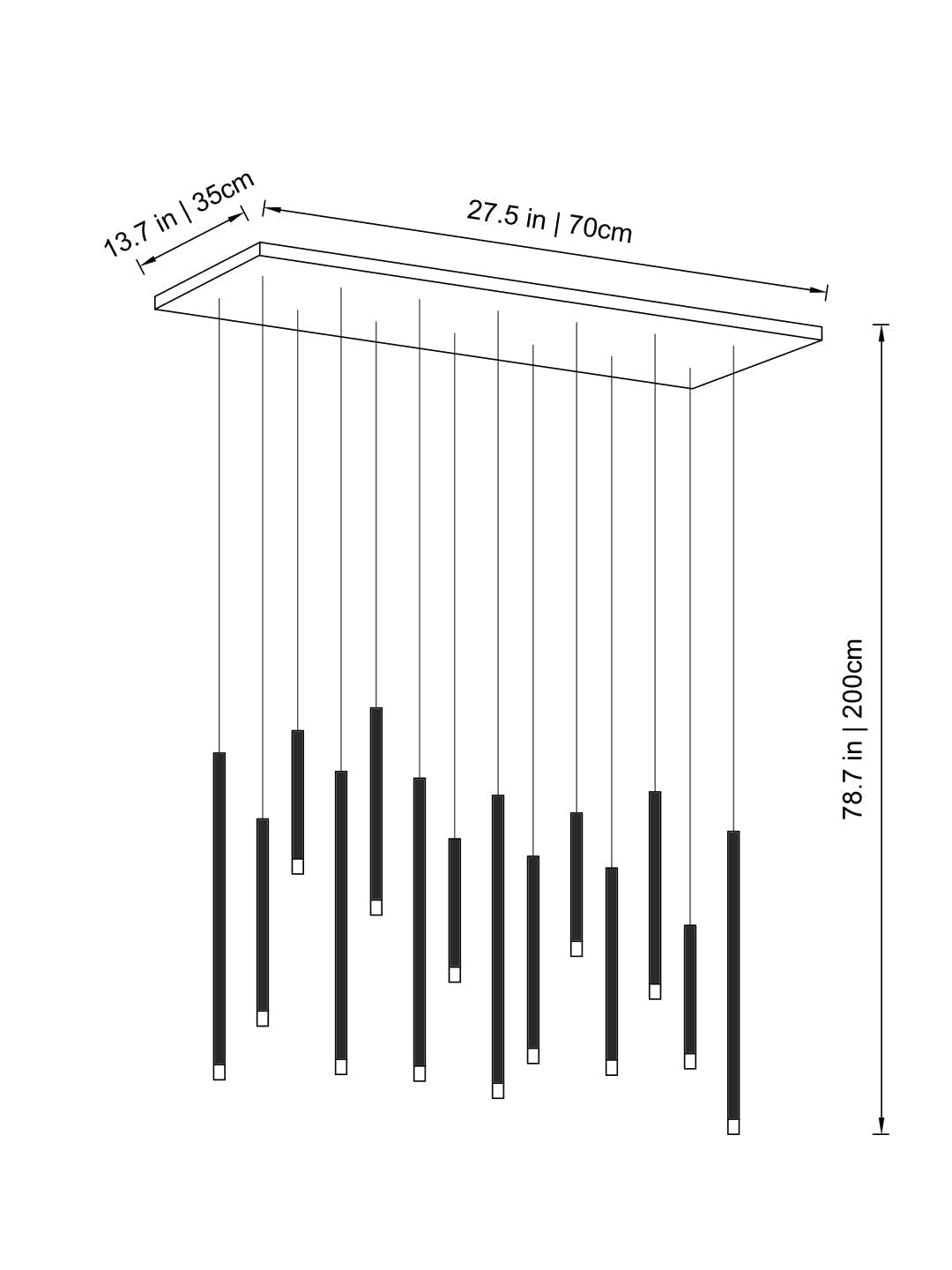 Clustered Tubes LED Chandelier