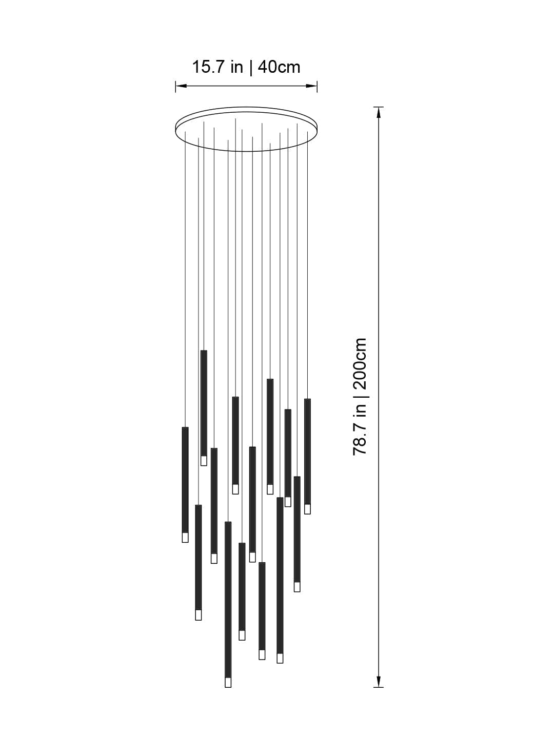 Clustered Tubes LED Chandelier