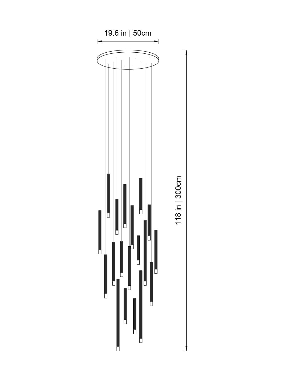 Clustered Tubes LED Chandelier
