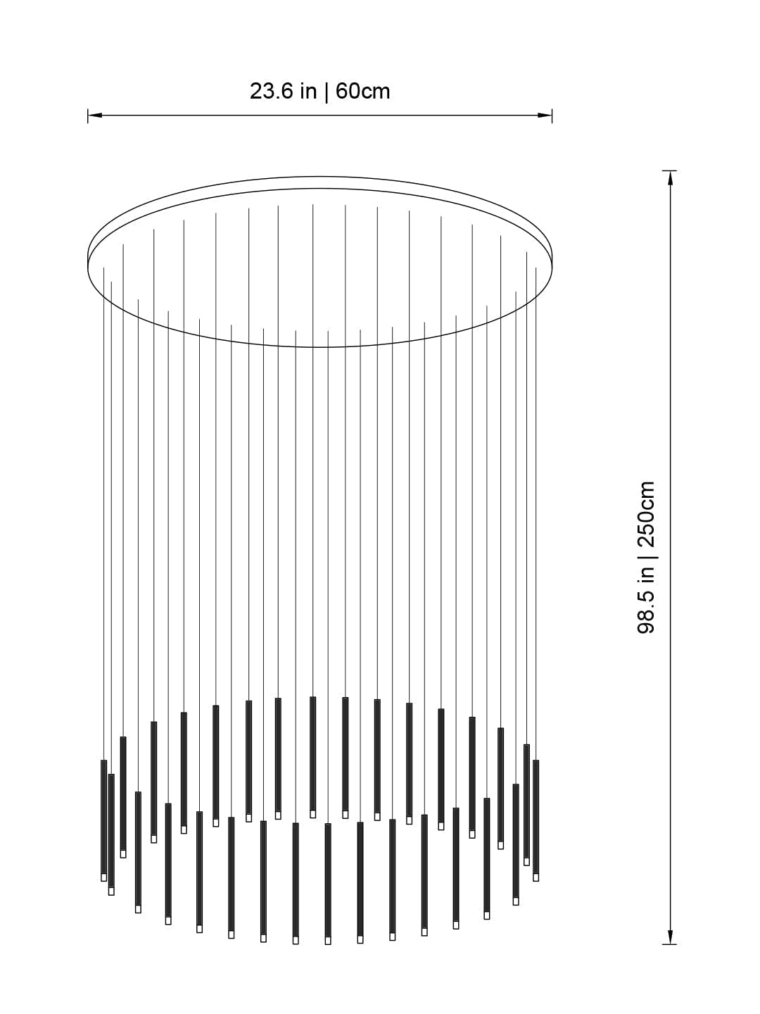Clustered Tubes LED Chandelier