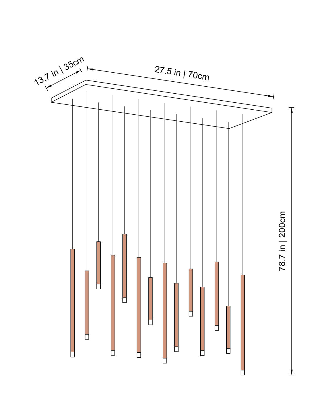 Clustered Tubes LED Chandelier