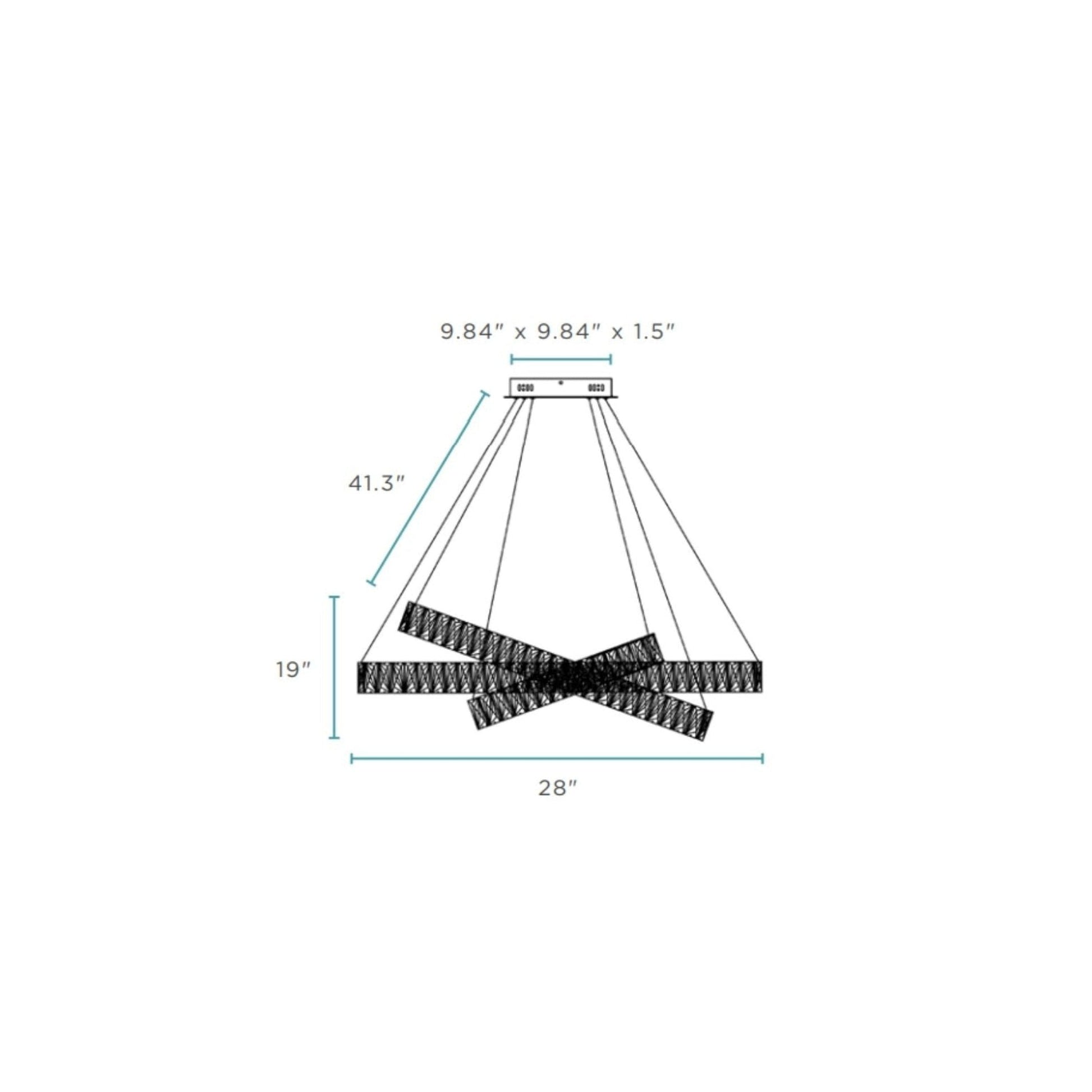 Crystal Elegance LED Chandelier //  3 Rectangles