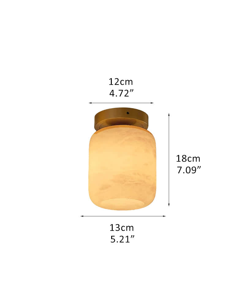 Modern Light Luxury Marble Round Ball Square Copper 1-Light Semi-Flush Mount Ceiling Light
