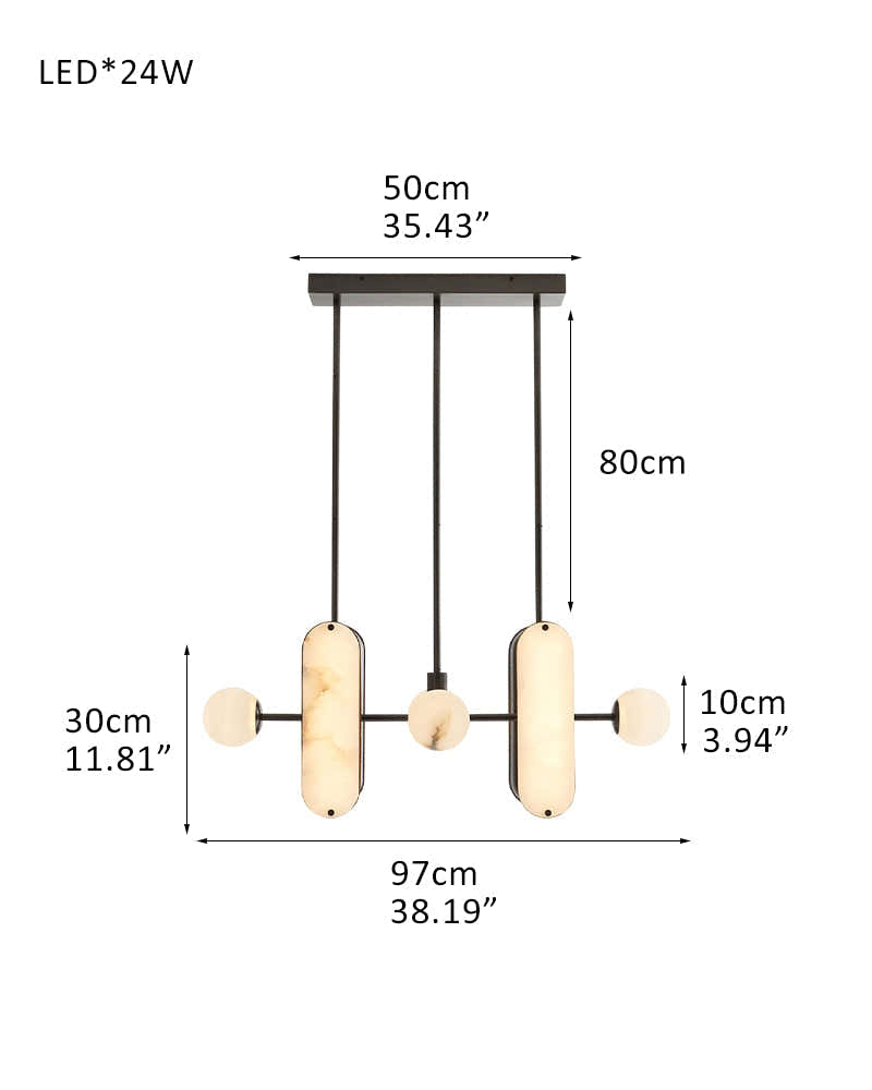 8-Light LED Linear Pendant Lighting in White Alabaster