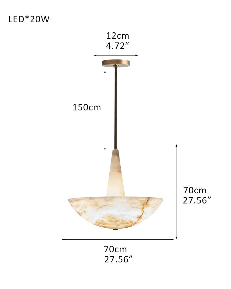 Domus Alabaster Round Bowl Ceiling Pendant Light 20in 28in