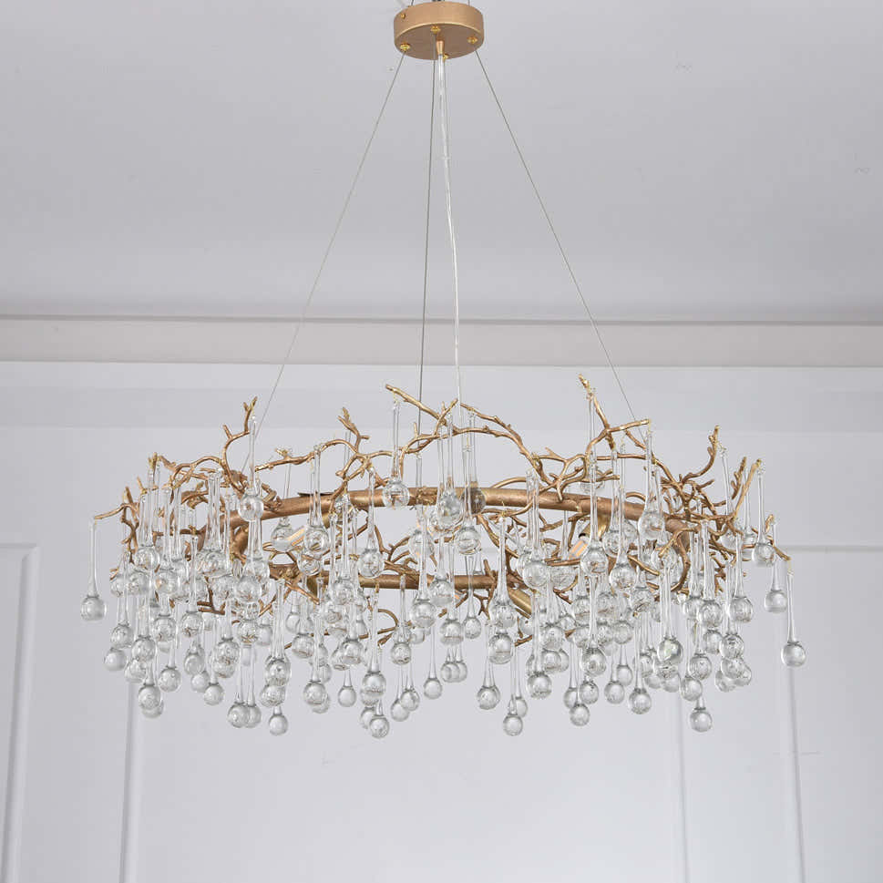 Avril Round Small Water Drop Chandelier 35"
