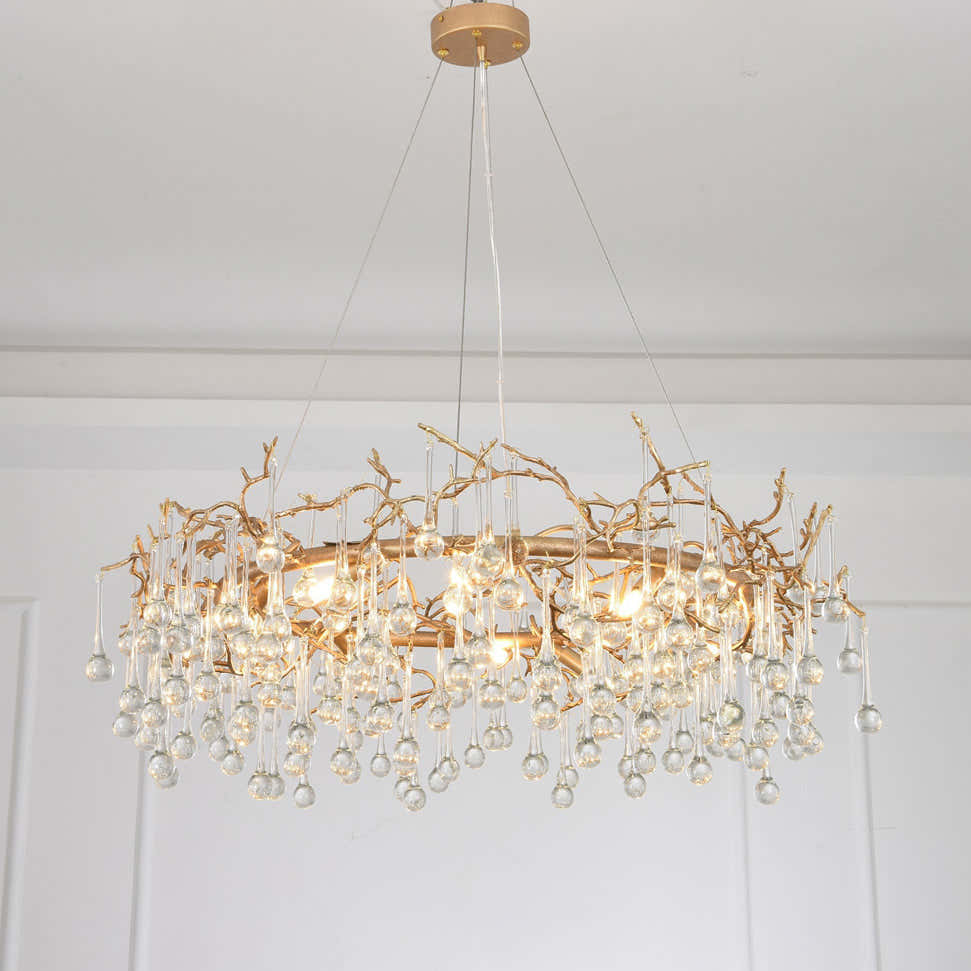 Avril Round Small Water Drop Chandelier 35"
