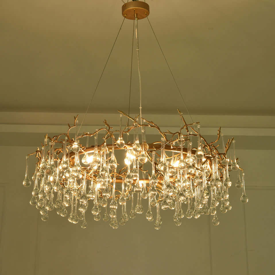 Avril Round Small Water Drop Chandelier 35"
