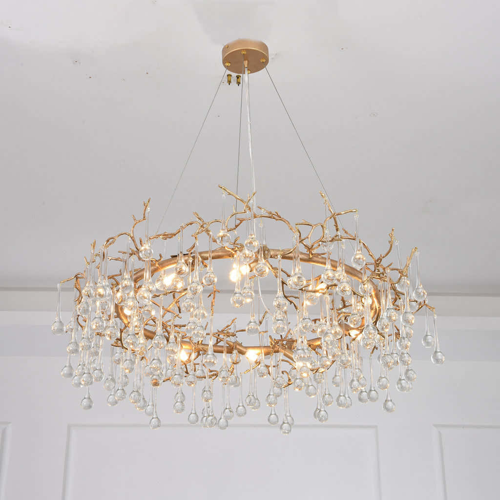 Avril Round Small Water Drop Chandelier 35"