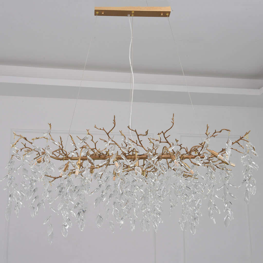 Drop shape Gold Clear Crystal Chandelier 40"