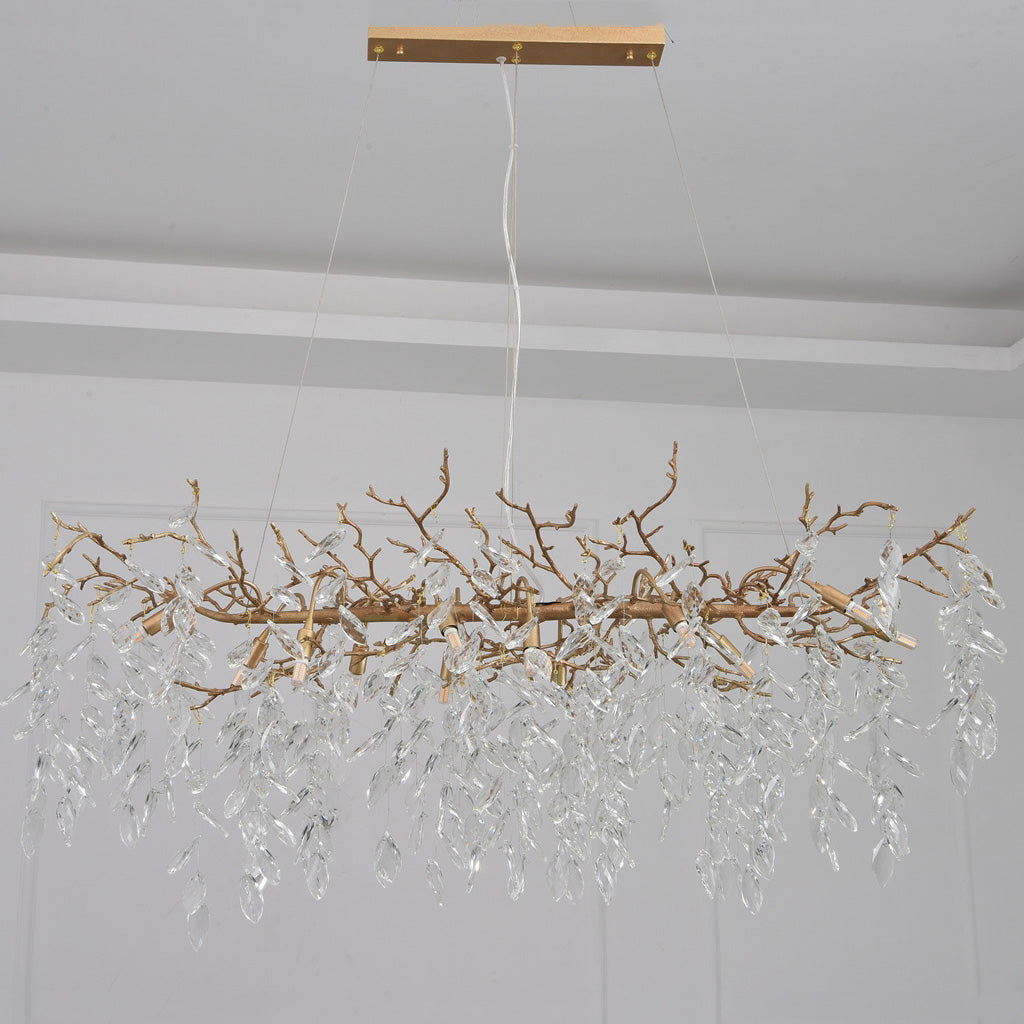 Drop shape Gold Clear Crystal Chandelier