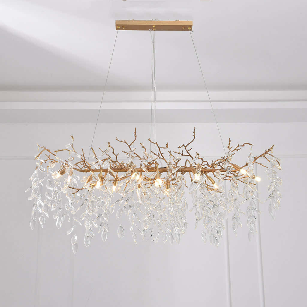 Drop shape Gold Clear Crystal Chandelier 40"