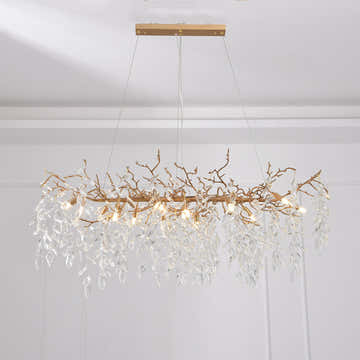 Drop shape Gold Clear Crystal Chandelier 40"