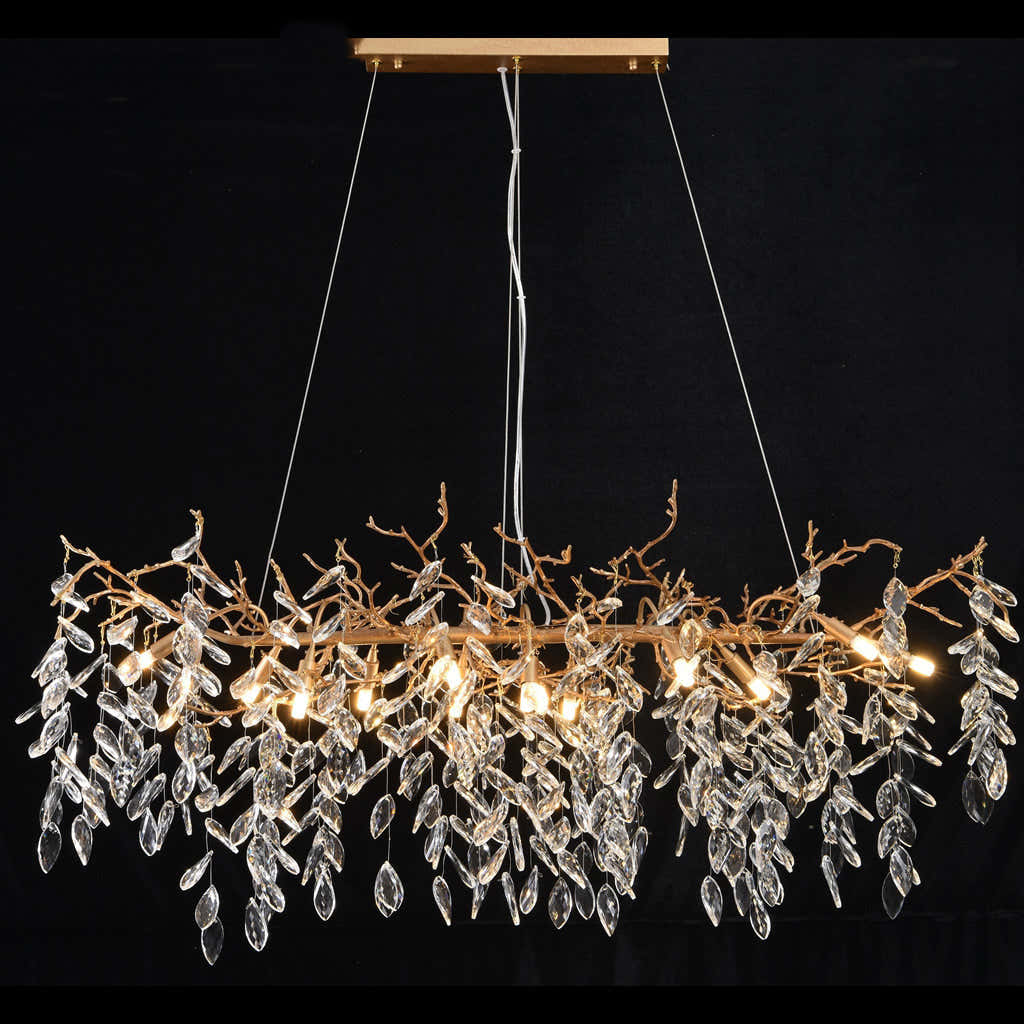 Drop shape Gold Clear Crystal Chandelier 40"