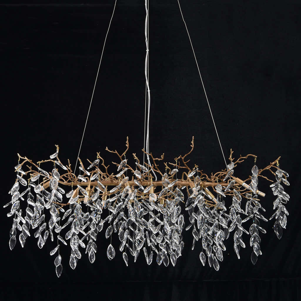 Drop shape Gold Clear Crystal Chandelier 40"