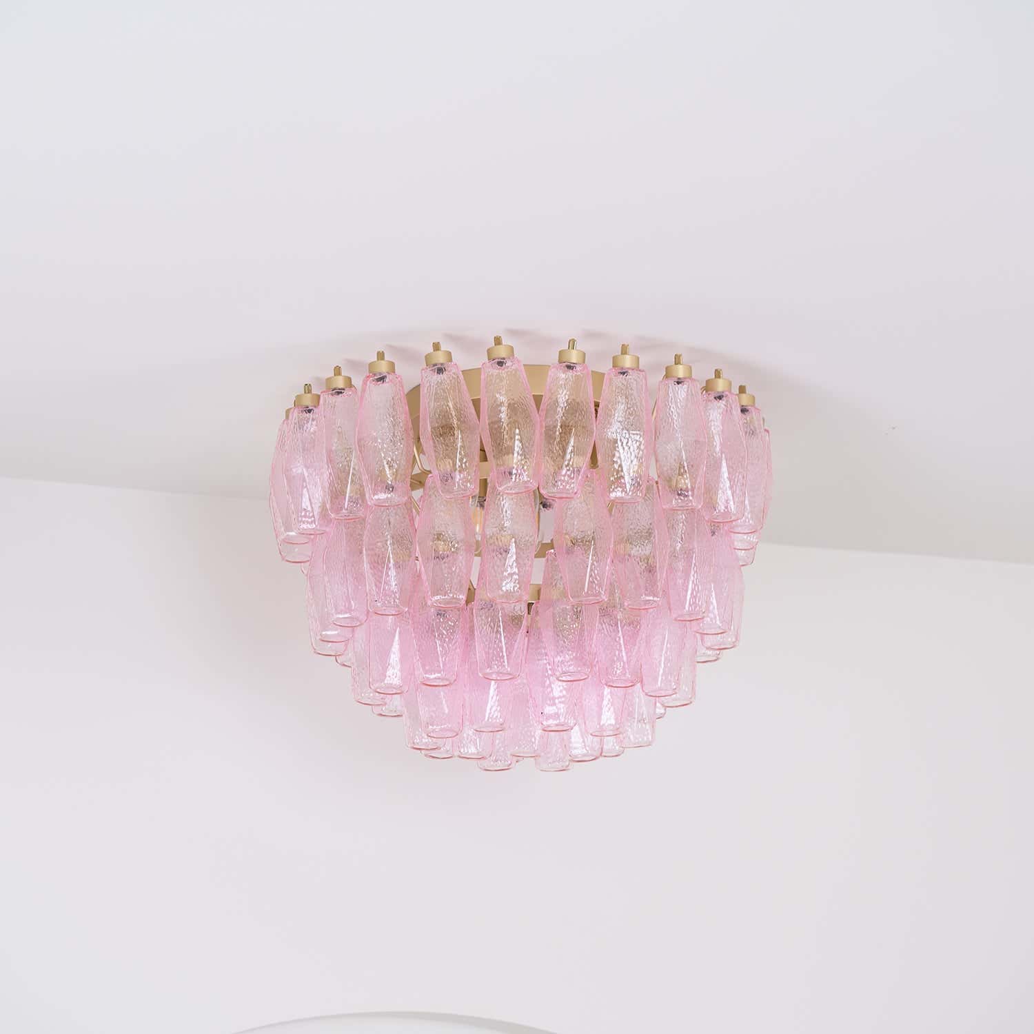 Poliedri Murano Pink Ceiling Light