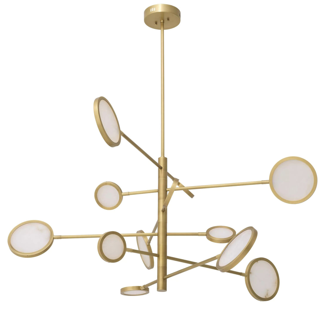 Domani Modern Brass Chandelier - (Antique Brass Finish | Alabaster) 