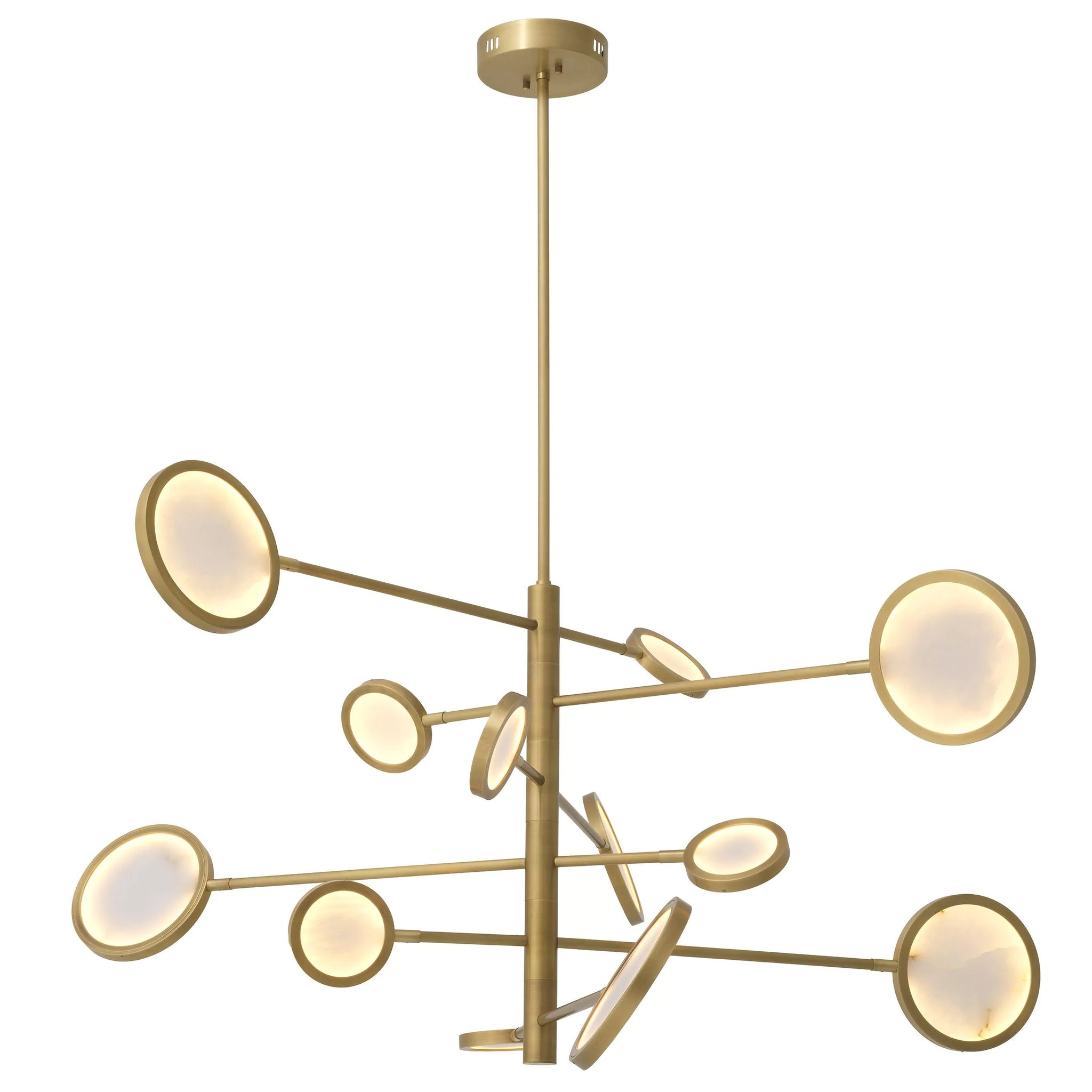 Domani Modern Brass Chandelier - (Antique Brass Finish | Alabaster) 