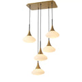 Duco L Modern Brass Chandelier - [Antique Brass Finish | White Glass | Black Finish | Alabaster] 