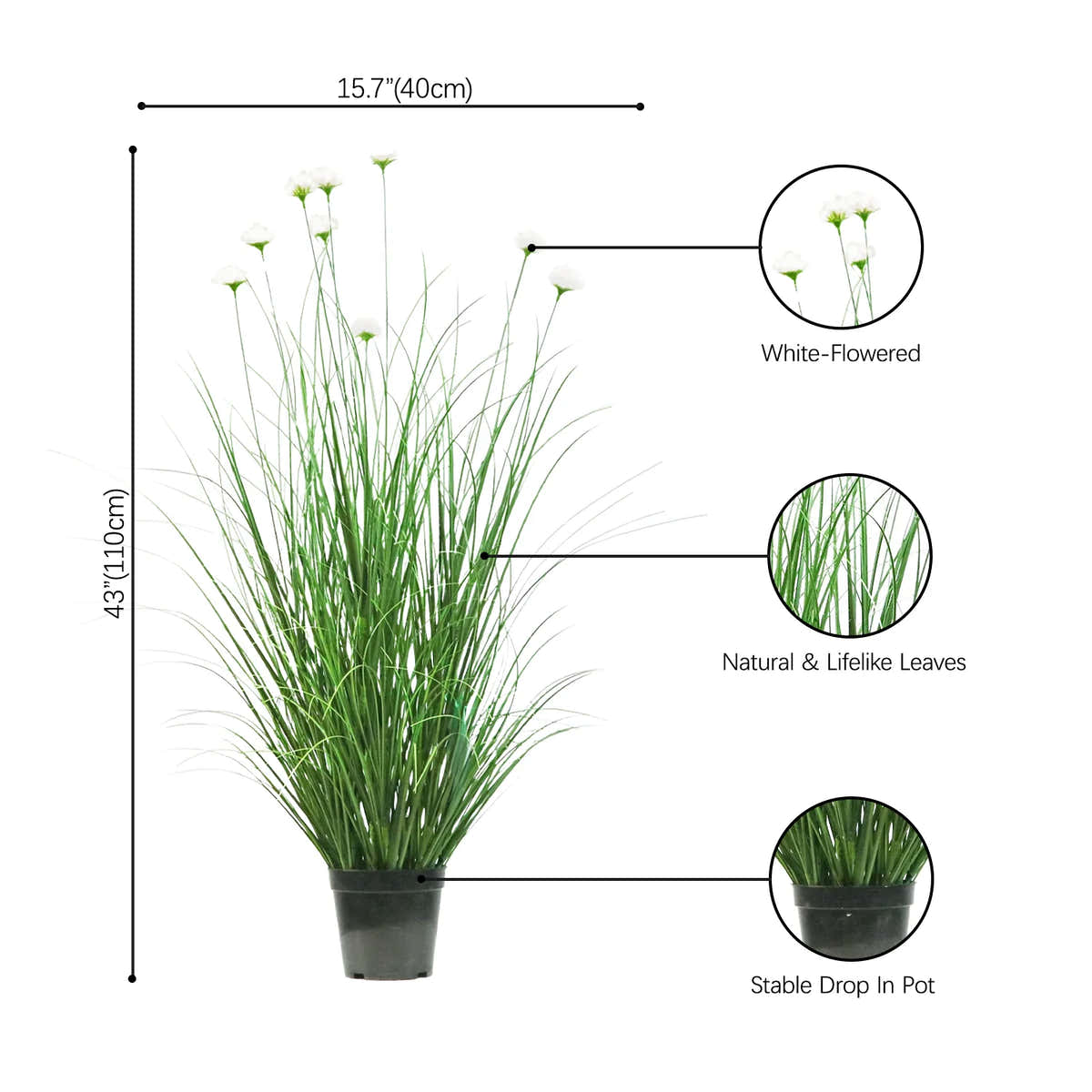 Artificial 9-Head Cosmos with Curved Onion Grass Bonsai 43"H
