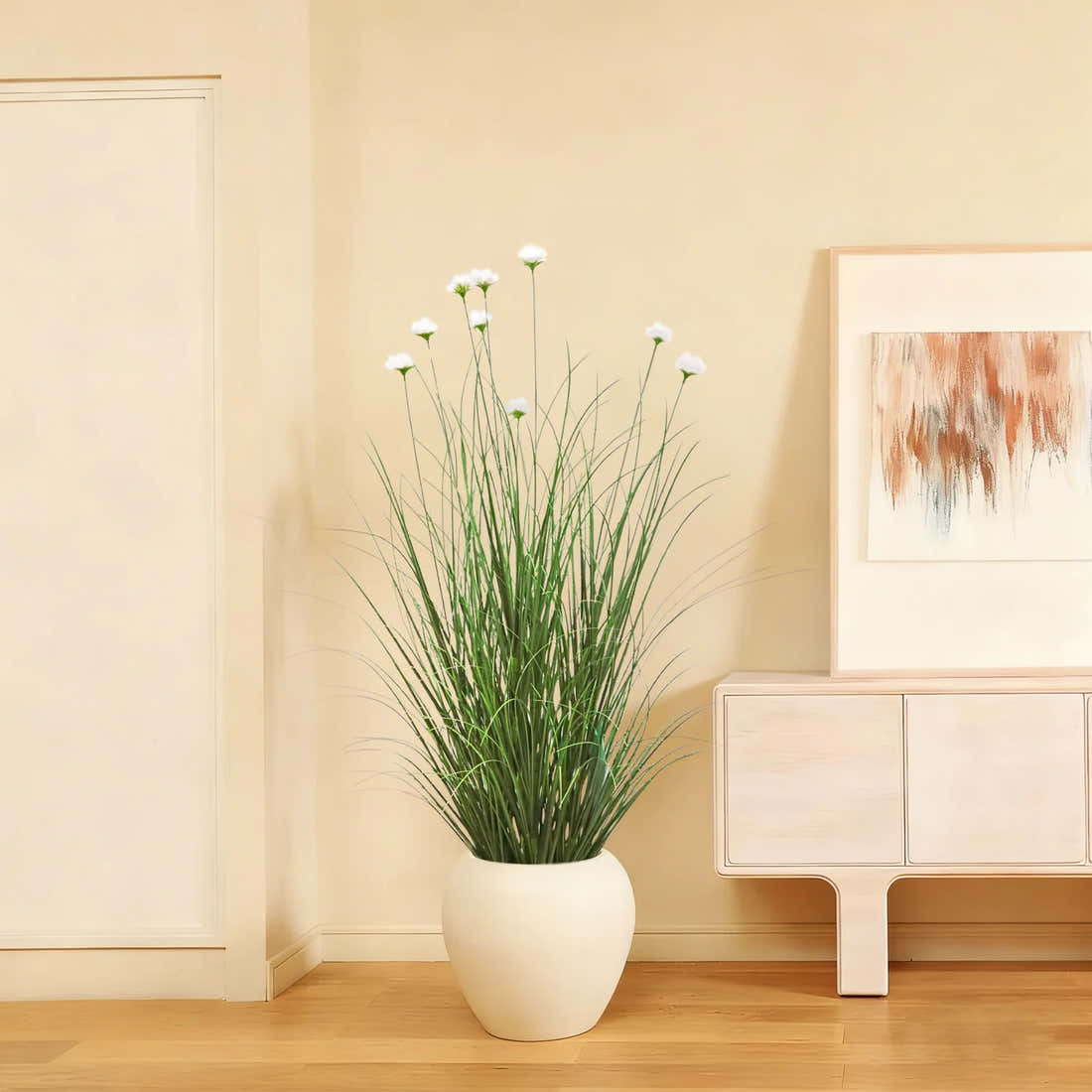 $1000+ Purchase Gift | Artificial 9-Head Cosmos with Curved Onion Grass Bonsai 43"H