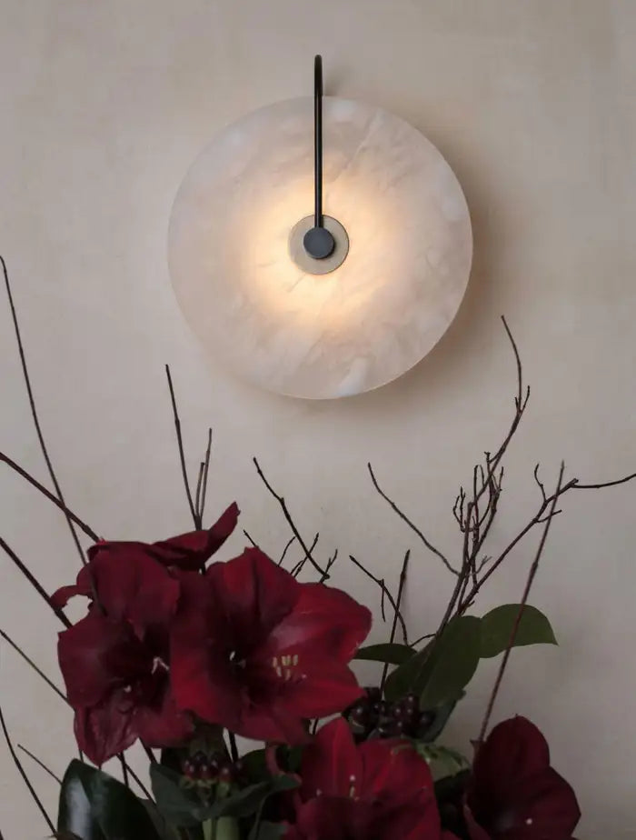 Alabaster Round Sconce 10"