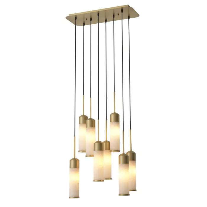 EOS Modern Brass Chandelier - [Antique Brass Finish | Alabaster] 