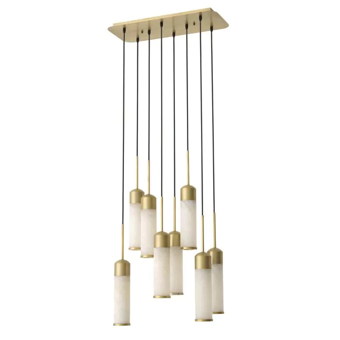 EOS Modern Brass Chandelier - [Antique Brass Finish | Alabaster] 