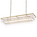 East Rectangle Modern Brass Glass Chandelier 