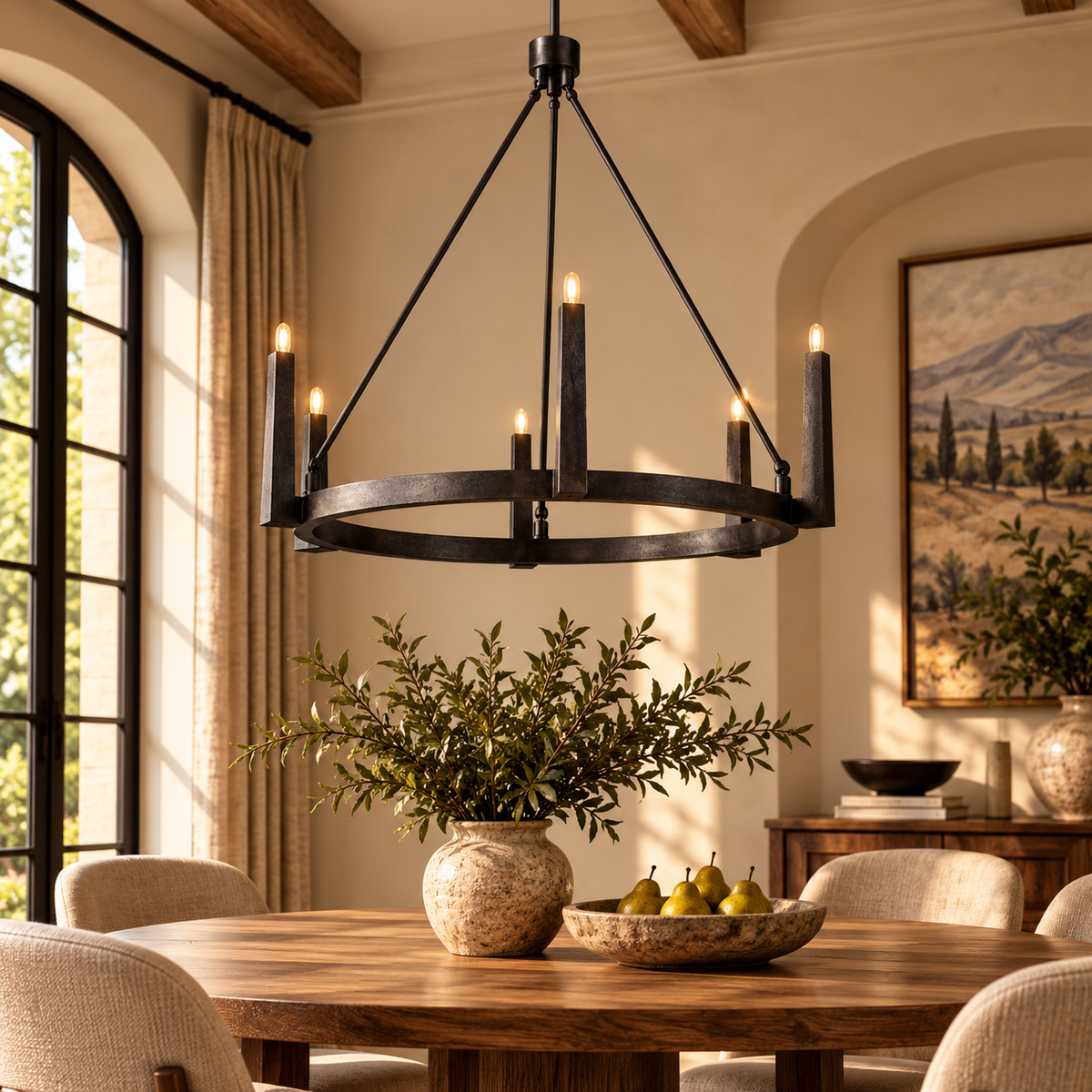Emmet Round Chandelier 42" 54"D