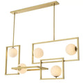 Erasmus Modern Brass Chandelier - Antique Brass Finish | White Glass]