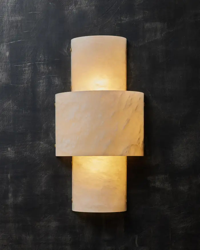 Half Cylinder Alabaster Wall Sconces