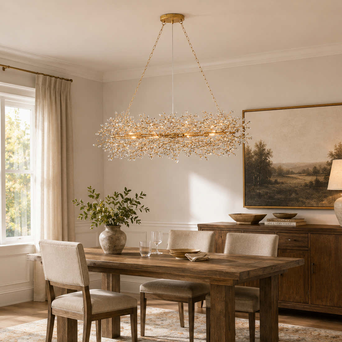 Fiore Oval Crystal Chandelier 52" 66"