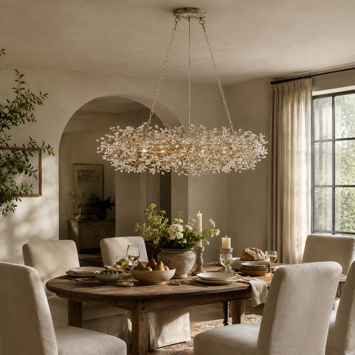 Fiore Oval Crystal Chandelier 52" 66"