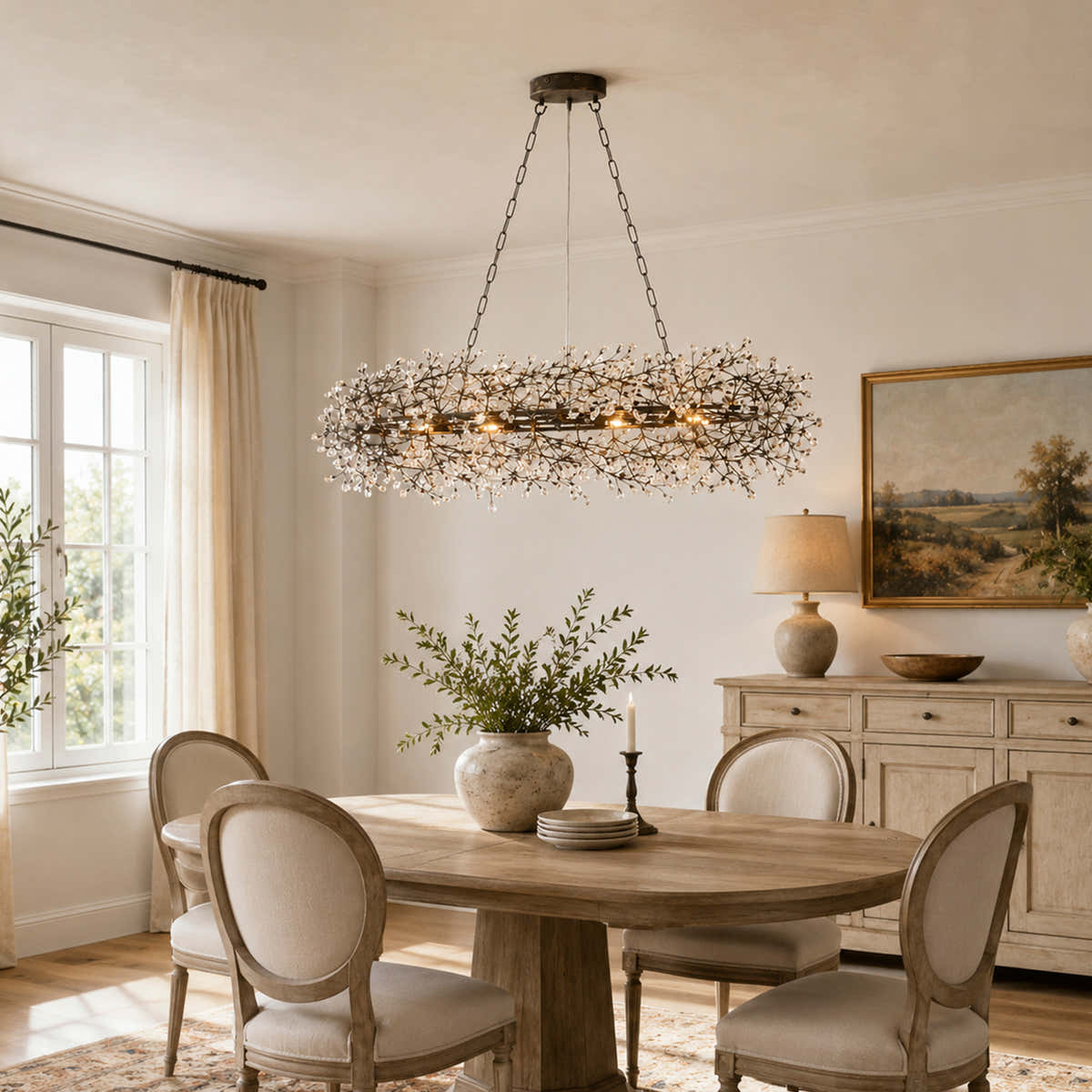 Fiore Oval Crystal Chandelier 52" 66"