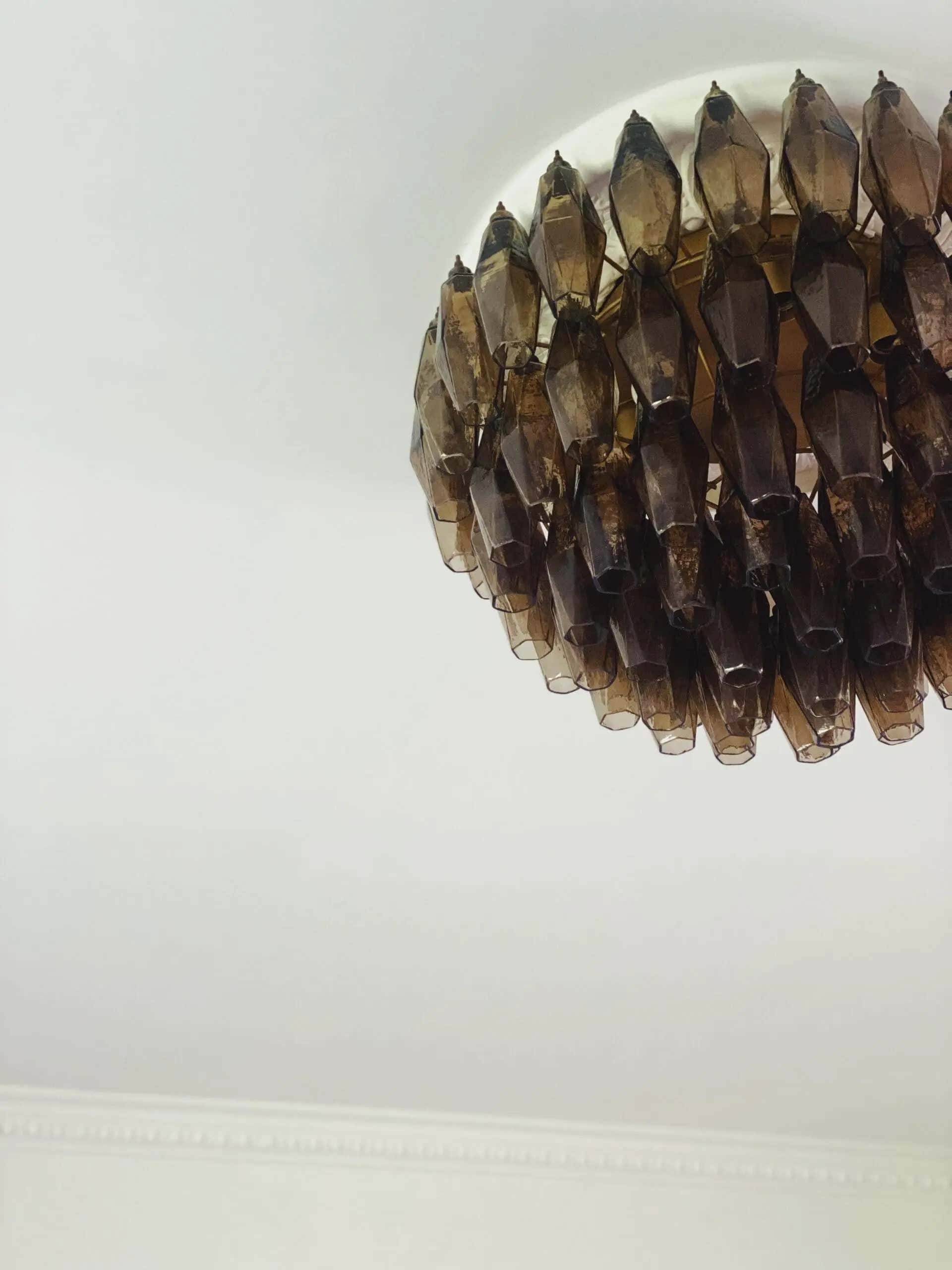 Murano Chandelier – Poliedri – 84 glasses – Dark smoked