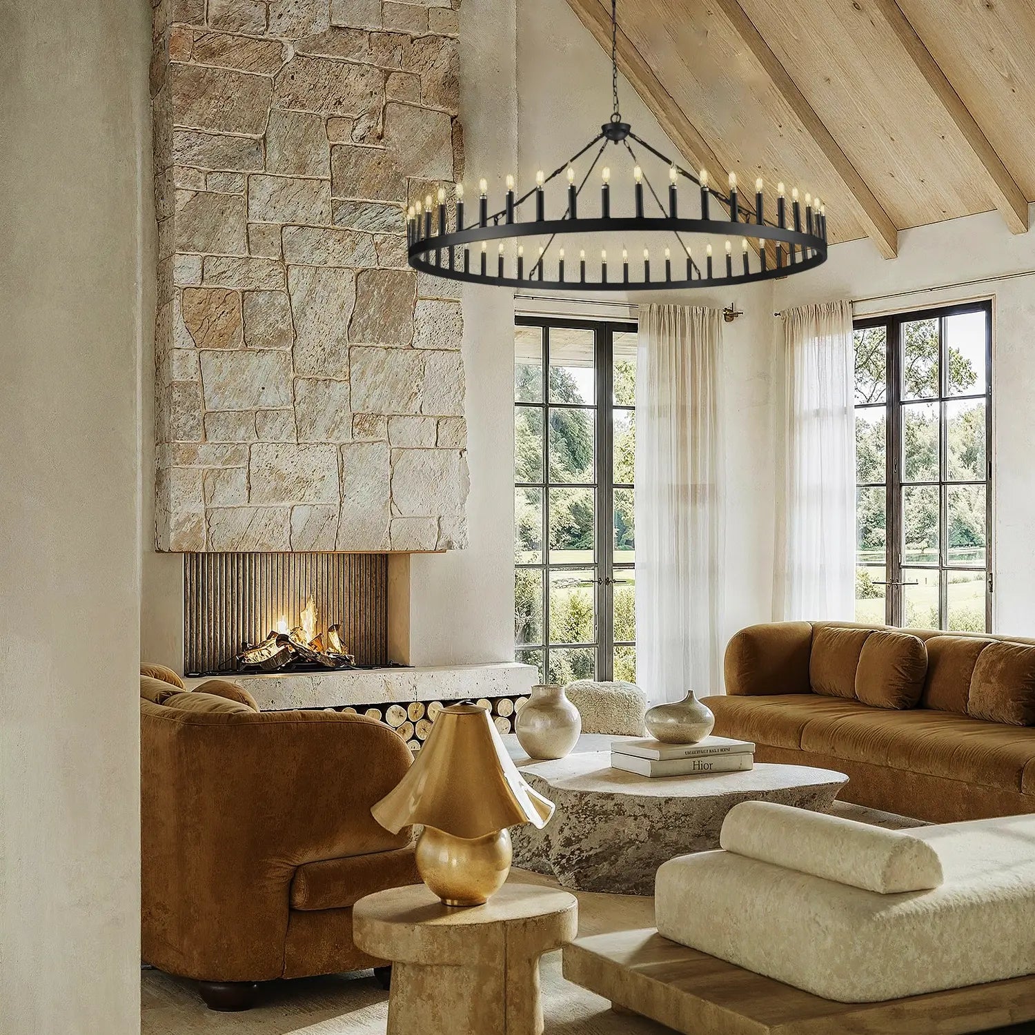 Vintage Filament Round Chandelier 64'' - Fast Delivery-1-Luxehomezone