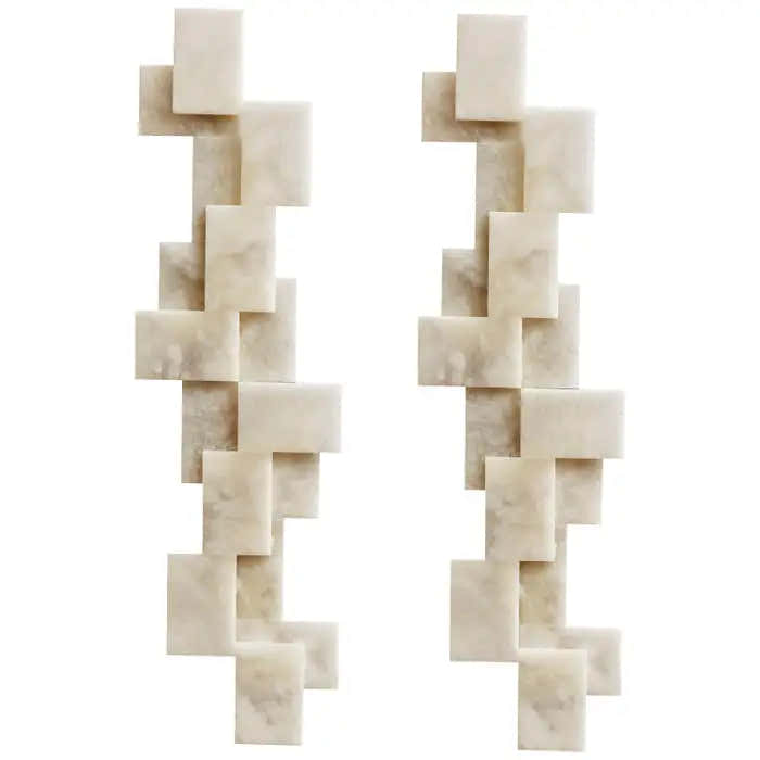 Pair Of Long Wall Sconces in Alabaster