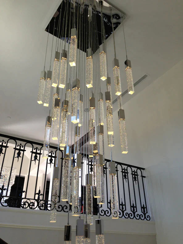 Light Luxury Glacier Bubble Crystsal Chandelier in Gold/Chrome/Black Finish for Staircase/Foyer