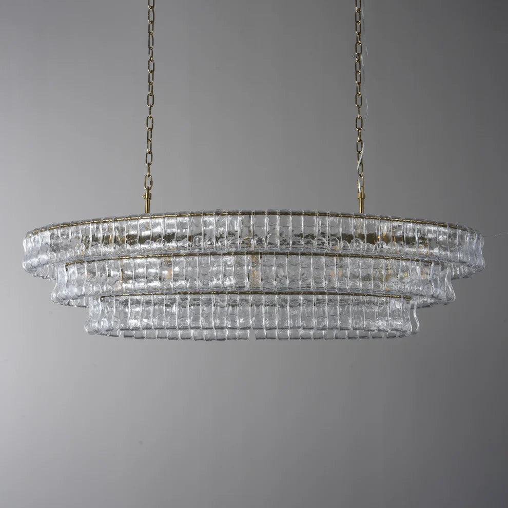 Amor Ghiaccio Glass Oval Chandelier 54"W/65"W
