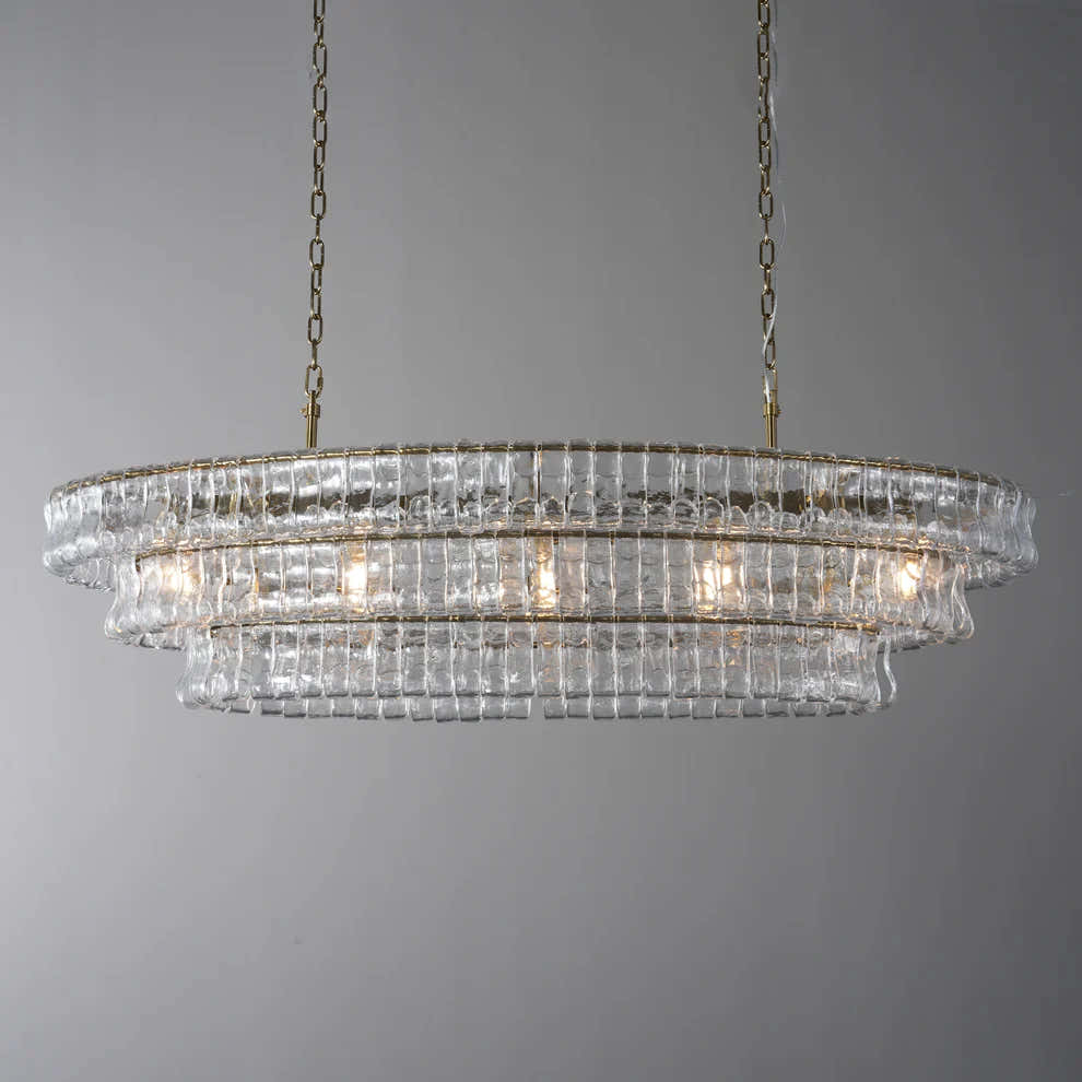 Amor Ghiaccio Glass Oval Chandelier 54"W/65"W