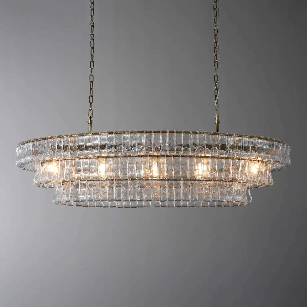 Amor Ghiaccio Glass Oval Chandelier 54"W/65"W