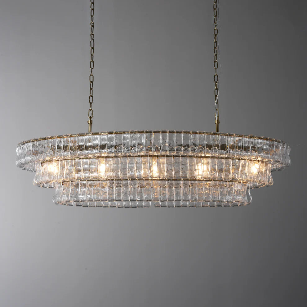 Amor Ghiaccio Glass Oval Chandelier 54"W/65"W