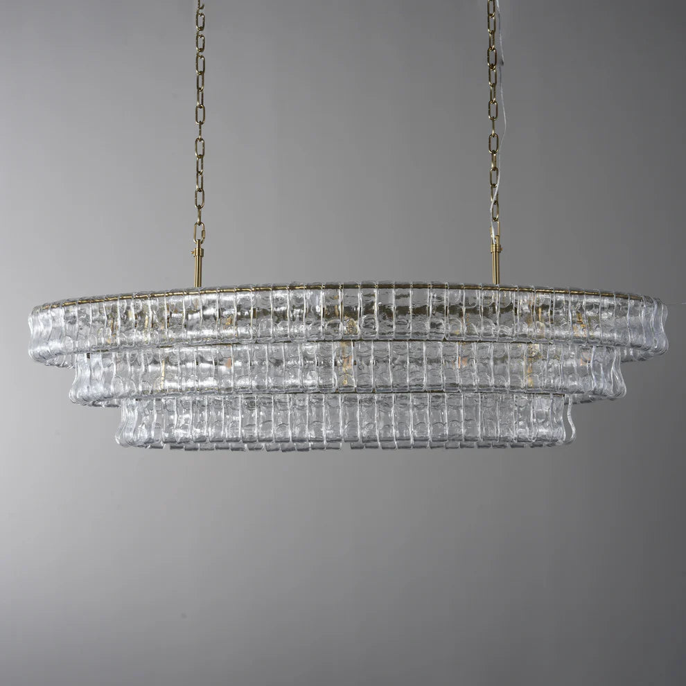 Amor Ghiaccio Glass Oval Chandelier 54"W/65"W