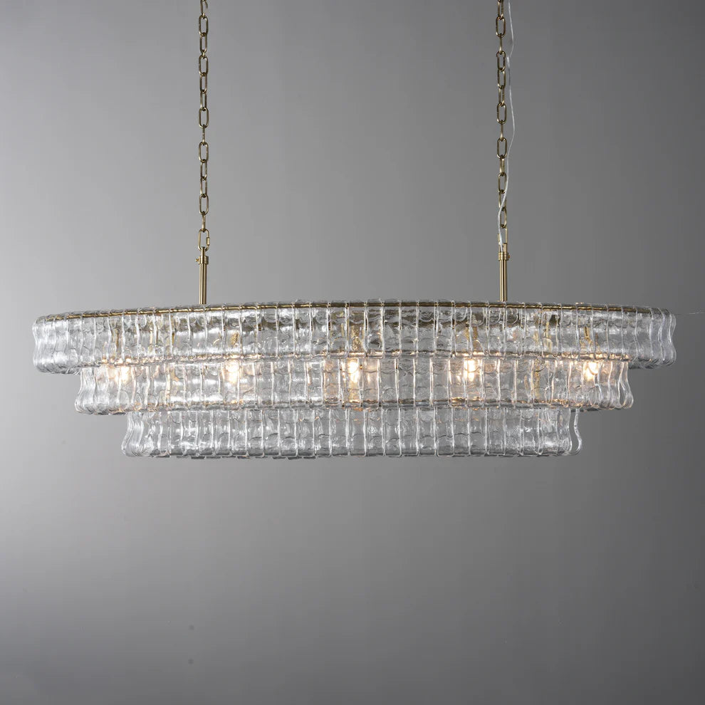 Amor Ghiaccio Glass Oval Chandelier 54"W/65"W