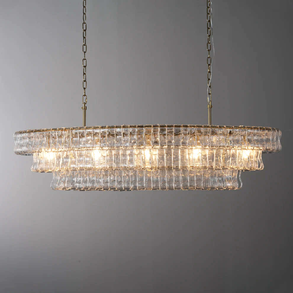 Amor Ghiaccio Glass Oval Chandelier 54"W/65"W